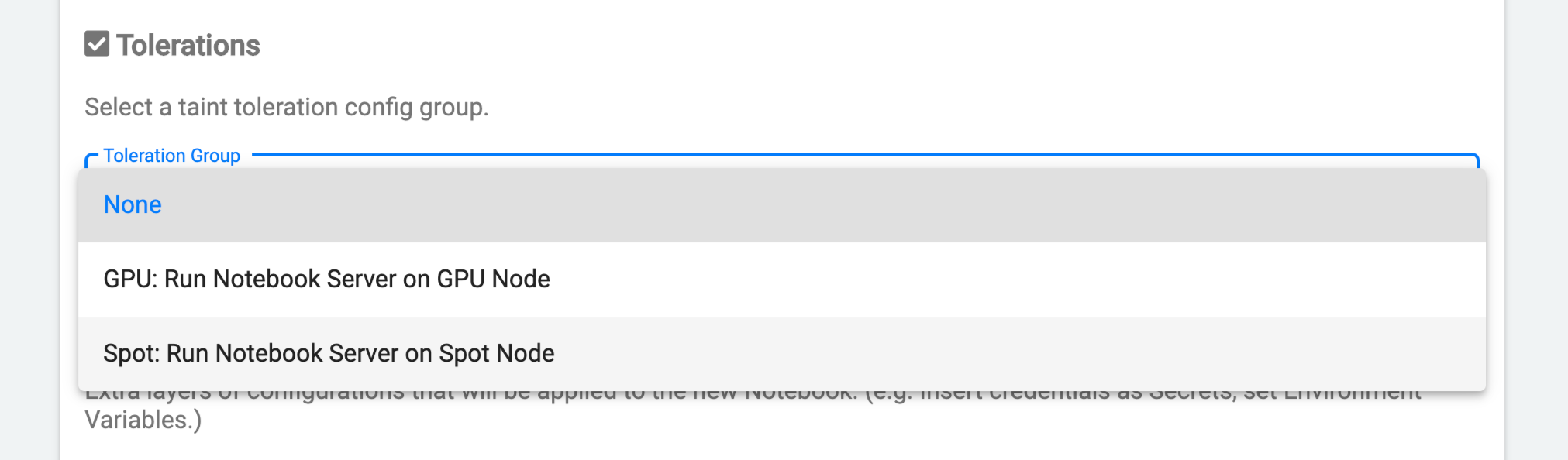 Tolerance group set to Spot Node